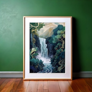 Hokusai Waterfall Print: Ukiyo-e Japanese Art (Digital Download)