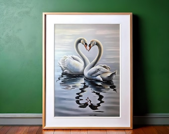 Vintage Swan Art Print: Pastel Farmhouse Nursery Decor (Digital Download)