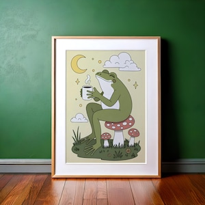 Everything is Figureoutable Poster, Frog Motivation Print, Home Office Wall Art, Mental Health Quote, Coffee Lover Digital Download