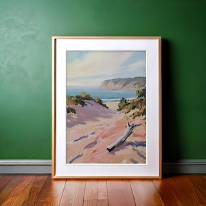 Impression de plage rose pâle : oeuvre d&#39;art murale paysage côtier (téléchargement numérique)