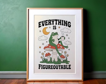 Motivational Frog Print: Coffee Office Decor (Digital Download)