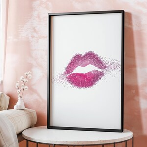 Bold Lips Wall Art Prints: Glam Fashion Bedroom Decor (Digital Download)
