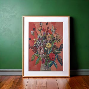 Antique Victorian Botanical Wall Art Abstract Floral Bouquet Oil Painting Vintage Downloadable Art Digital Print for Gallery Wall