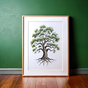 Watercolor Oak Tree of Life Clipart: Family Tree Art (Digital Download