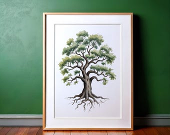 Watercolor Oak Tree of Life Clipart: Family Tree Art (Digital Download