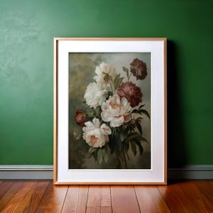 Vintage Floral Wall Art Print: Moody Cottagecore Botanical (Digital Download)