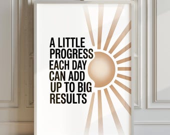 A Little Progress Each Day Quote Print Mental Health Poster Motivational Office Wall Art School Counselor Decor Inspirational Digital