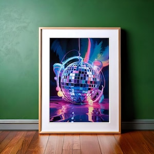 Disco Ball Decor Groovy Poster: Preppy Room Decor Bar Cart Art Disco Bachelorette Bar Cart Wall Art Maximalist Dorm Decor Girly Wall Art Fun