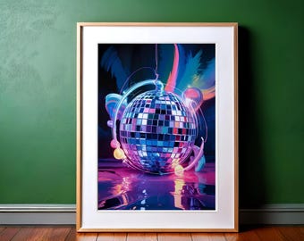 Groovy Disco Ball Poster: Retro Bar Cart Wall Art (Digital Download)