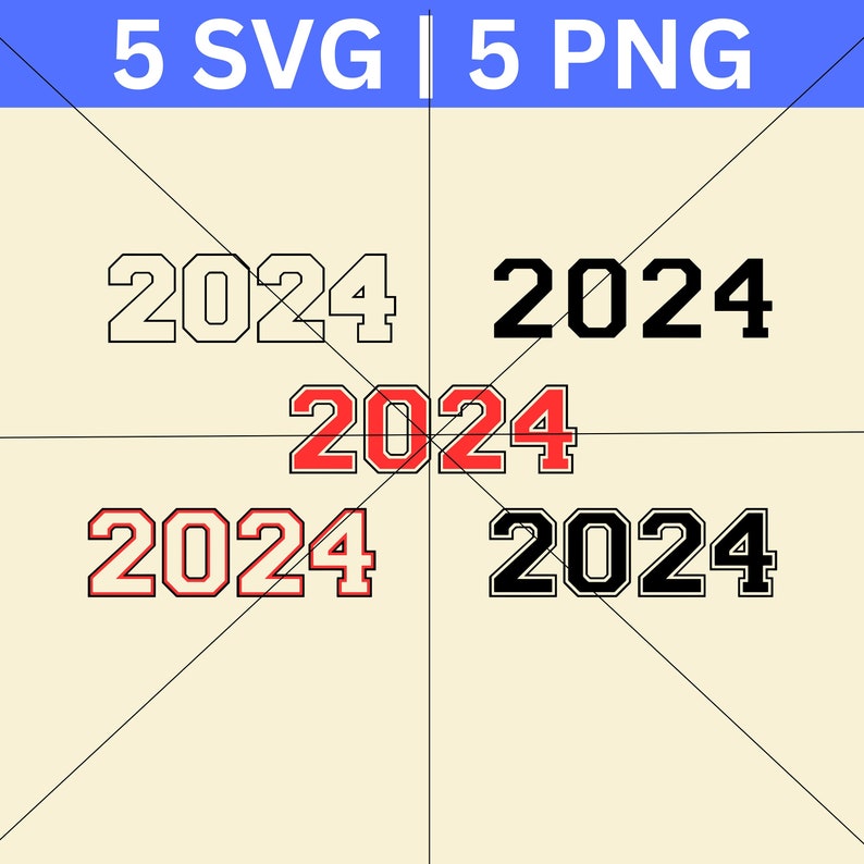 2024 PNG 2024 SVG 5 Bundle 2024 Year Digital Clip Art Etsy New Zealand