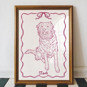 Custom Hand-Drawn Dog Portrait, Retro Pet Art (Digital Download)