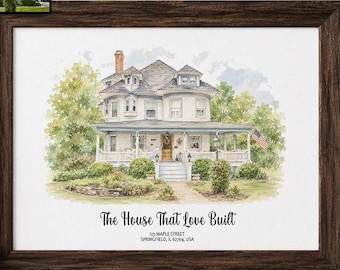 Housewarming Gift for New Homeowners, Custom Watercolor House Portrait, Family Home Artwork, Realtor Closing Present