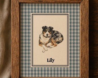 Dog Portraits personnalisés, Vintage Pet Portrait, Watercolor Pet Art, Custom Dog Poster, Whimsical Decor, Pet Loss Keepsake Retro Prints