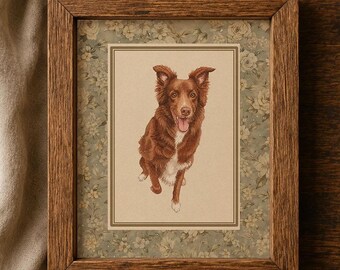 Custom Watercolor Dog Portrait, Vintage Pet Art, Whimsical Retro Print Keepsake