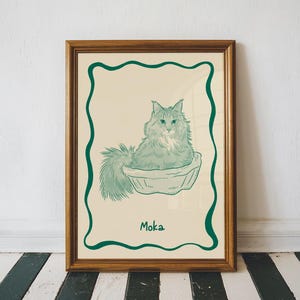Custom Badly Drawn Pet Portrait, Personalized Cute Cat Portrait, Unique Pet Poster, Digital Printable Cat Portrait, Cutest Mom Gifts