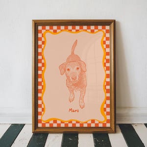 Benutzerdefiniertes Haustierporträt, 100% handgezeichnet, benutzerdefinierte schlecht gezeichnetes Hundeporträt-minimalistischer benutzerdefinierter schwach gezeichneter, Retro Haustier-Druck-Geschenk