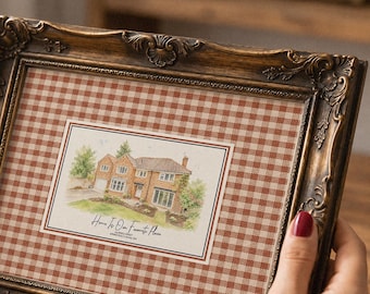 Custom Home Illustration from Photo | Vintage Watercolor House Portrait | No AI Artwork | Family Keepsake (Digital Download)