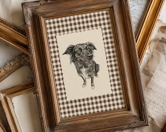 Custom Dog Portrait Vintage Style | Hand Drawn Dog Art from Photo | Antique Oval Frame Pet Portrait | Memorial Gift
