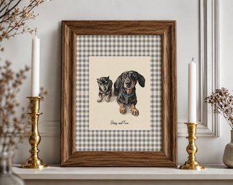 Vintage Custom Pet Portrait | Hand Drawn Pet Portrait from Photo | Antique Pet Art | Retro Dog Cat Lover Gift