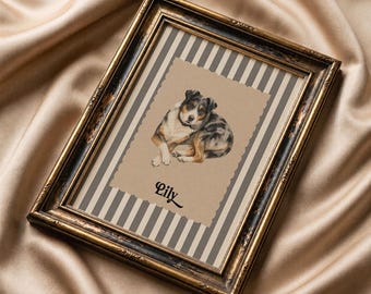 Custom Pet Portrait Vintage Style | Hand Drawn Pet Portrait from Photo Antique Oval Frame Pet Art | Retro Dog Memorial Gift DIGITAL DOWNLOAD