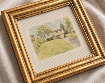 Custom Home Portrait From Photo, Personalized Vintage Watercolor House Art, Hand Drawn House Illustration, Childhood Home Gift