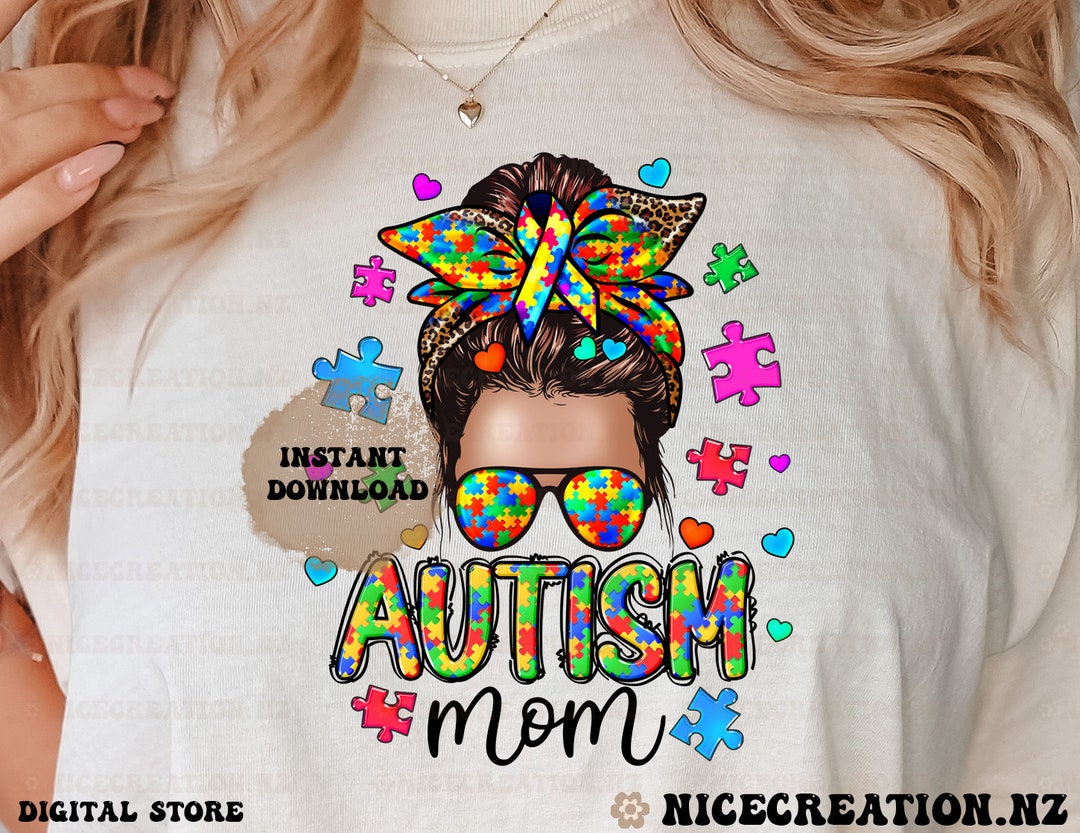 Moño desordenado Autismo Mamá Png Diseño de sublimación, Afro Girl Png ...