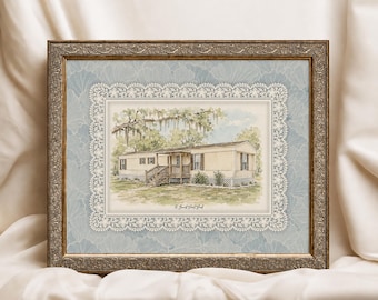 Personalized House Painting, Custom Vintage Watercolor Home Portrait, Hand Drawn House Illustration From Photo, Family Home Gift