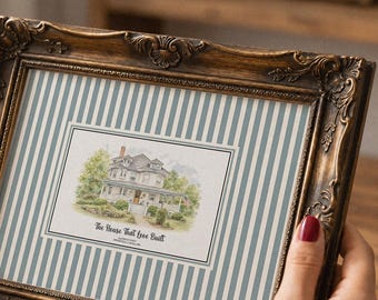 Personalized House Portrait | Watercolor Home Illustration from Photo | Vintage Style | Real Artist Drawn(Digital Download)