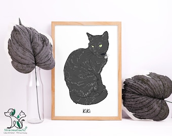 Custom Pet Portrait, 100% Hand-Drawn Custom Pet Portraits, Personalized Cat Painting, Pet Keepsake Gift, Watercolor Sketch from Photo