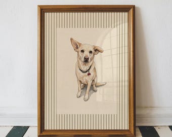 Custom Dog Portrait Vintage Style | Hand Drawn Dog Art from Photo | Antique Oval Frame Pet Portrait | Memorial Gift