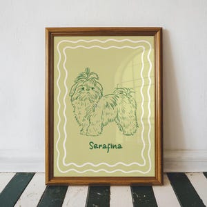 Benutzerdefinierte Hunde Porträt, Retro Haustier Druck, personalisierte Zeichnung, karierte Wandkunst, Funky Tier Poster, Preppy Gallerie, lustiger Hund Mama Geschenk