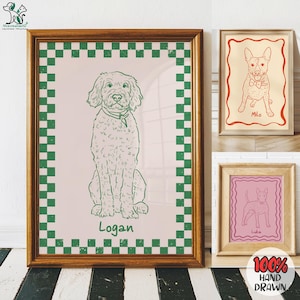 Custom Funky Pet Portrait, Cute Digital Cat Poster, Custom Badly Drawn Dog Portrait Minimalist Custom Poorly Drawn, Retro Pet Prints Gift