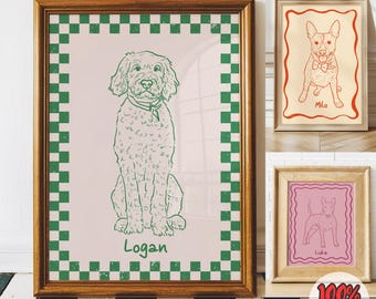 Custom Funky Pet Portrait, Cute Digital Cat Poster, Custom Badly Drawn Dog Portrait Minimalist Custom Poorly Drawn, Retro Pet Prints Gift