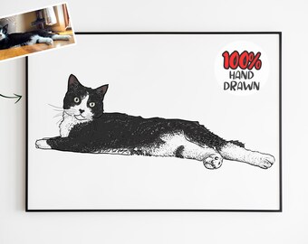 Custom Pet Portrait, 100% Hand-Drawn Custom Pet Portraits, Pet Memorial Gift Cat Watercolor Illustration Custom Cat Portrait From Photo