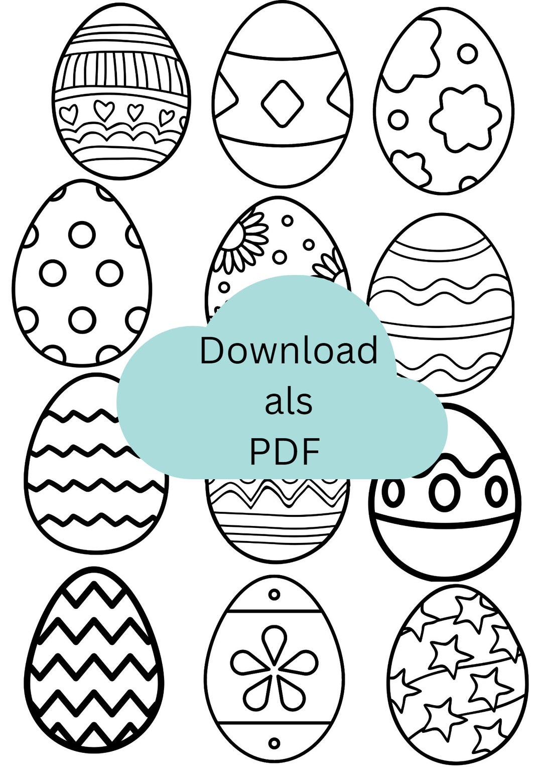  Ostereier zum ausmalen und ausschneiden.- Fensterbild - Etsy.de Bildidee 