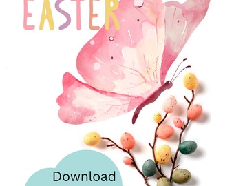 Beautiful Easter card with a butterfly card for an Easter greeting 13 x 10 cm