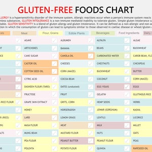 Gluten-free Foods List: Shopping Guide (PDF, A4) - Etsy