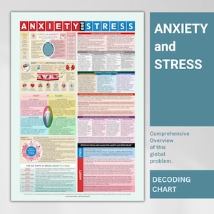 Angst- en stressgrafiek, overzichtsgrafiek stress, grafiek angstbeheersing, grafiek geestelijke gezondheid, A3-formaat, digitale download, pdf, hoge resolutie