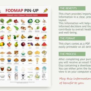 FODMAP Foods Visual Chart, High Fodmap Food Pin-up Chart, Digital ...