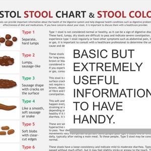 Bristol Stool Chart, digital download PDF, stool health, healthy poop, pooping problems, hard stools, diarrhoea issues image 1