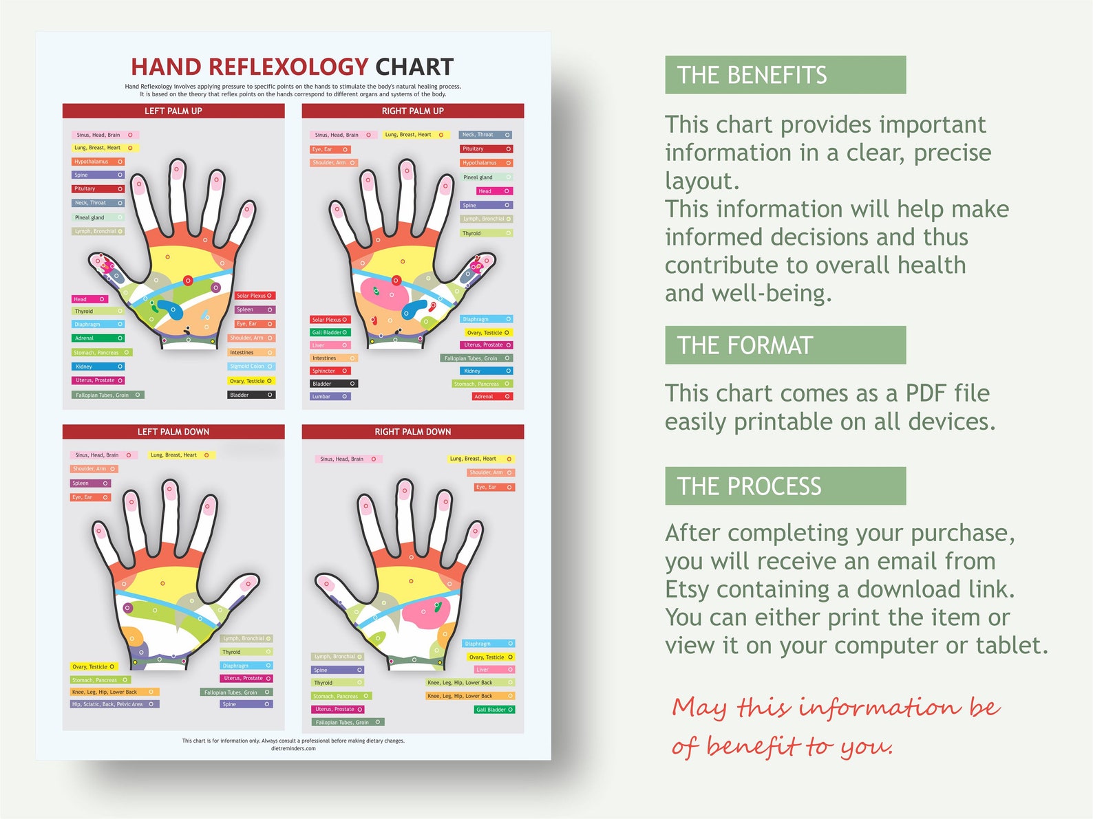 Hand Reflexology Chart, Digital Download PDF, Reflexology Chart, Reflexology Massage, Zone ...