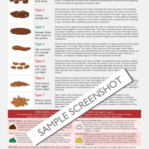 Bristol Stool Chart, digital download PDF, stool health, healthy poop, pooping problems, hard stools, diarrhoea issues image 4