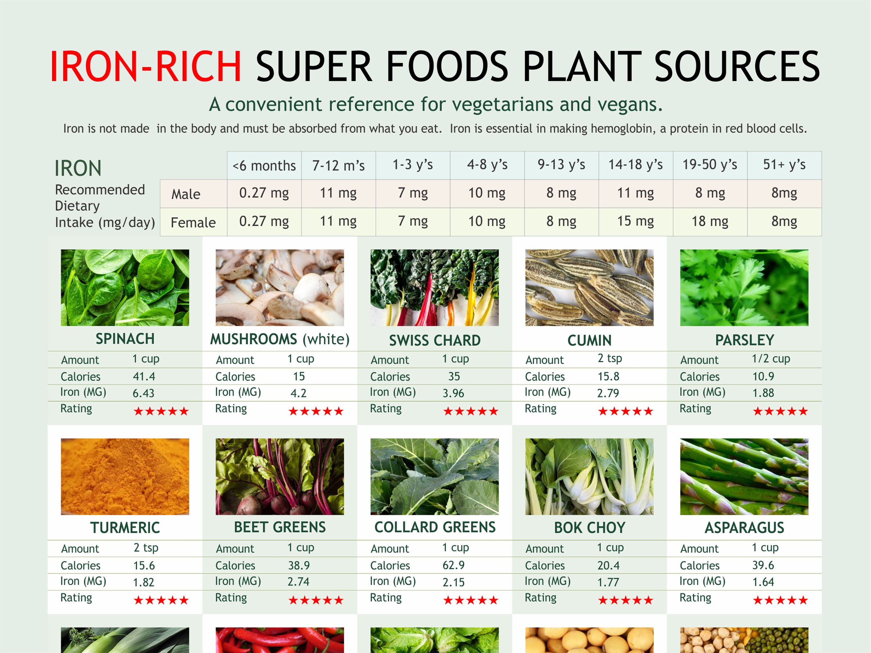 Iron Rich Foods Chart