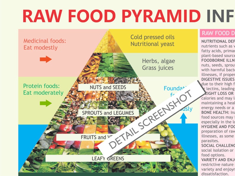 Raw Food Pyramid Guide: Diet Sources & Benefits (PDF Download) - Etsy