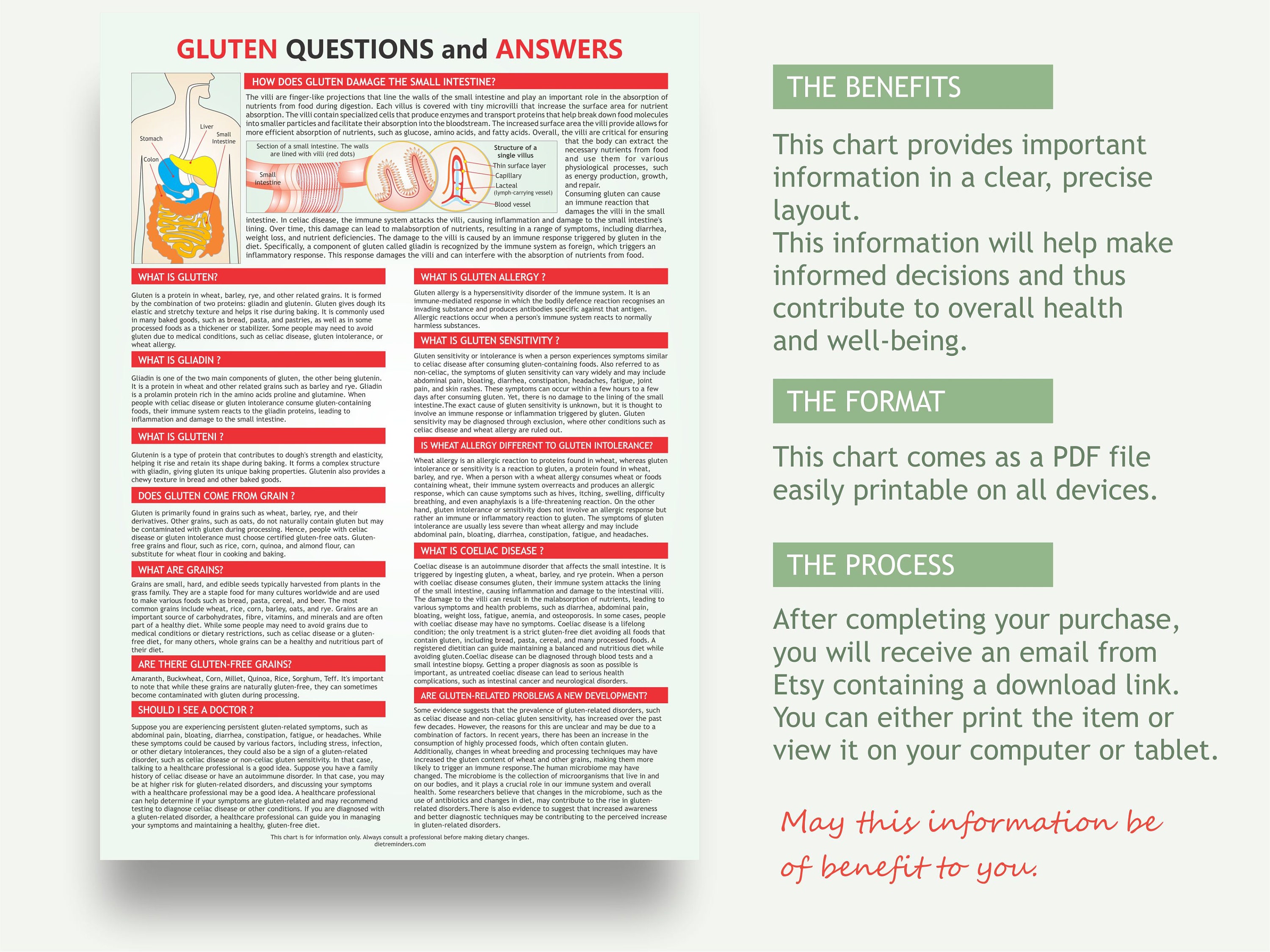 Glutenfree Food Chart, Digital Download PDF, Gluten Free Products