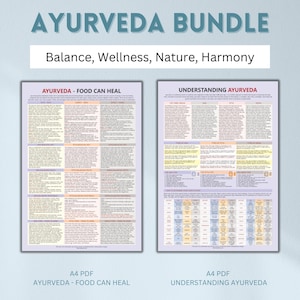 Ayurveda Charts PDF • Pitta & Vata Food Guides • Indian Wellness Digital Download