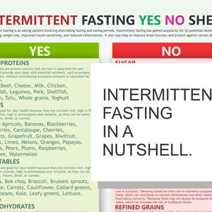 Intermittent Fasting Chart: Yes/No Foods Guide (Digital Download)