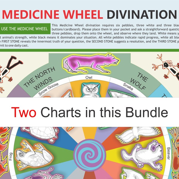 Medicine Wheel Divination Chart, digital download PDF,  Wheel Of Life, Native American, animal totems, native astrology