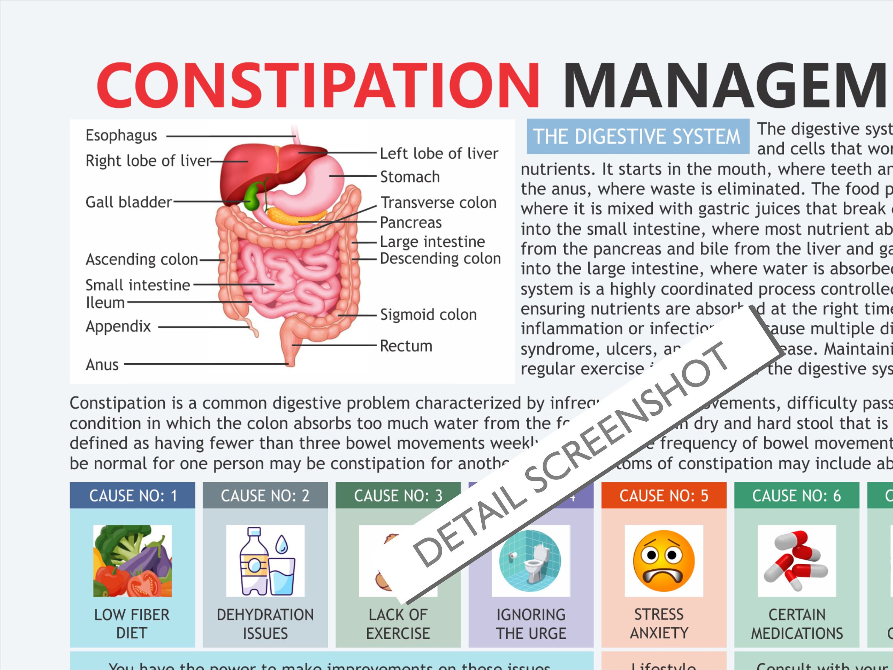 Constipation Management Chart Digital Download PDF Prevent Constipation Constipation Relief