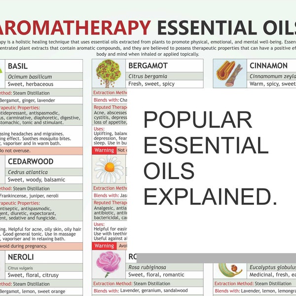 Aromatherapy Essential Oil Chart,  digital download PDF, essential oil chart, Therapeutic oils, Stress relief